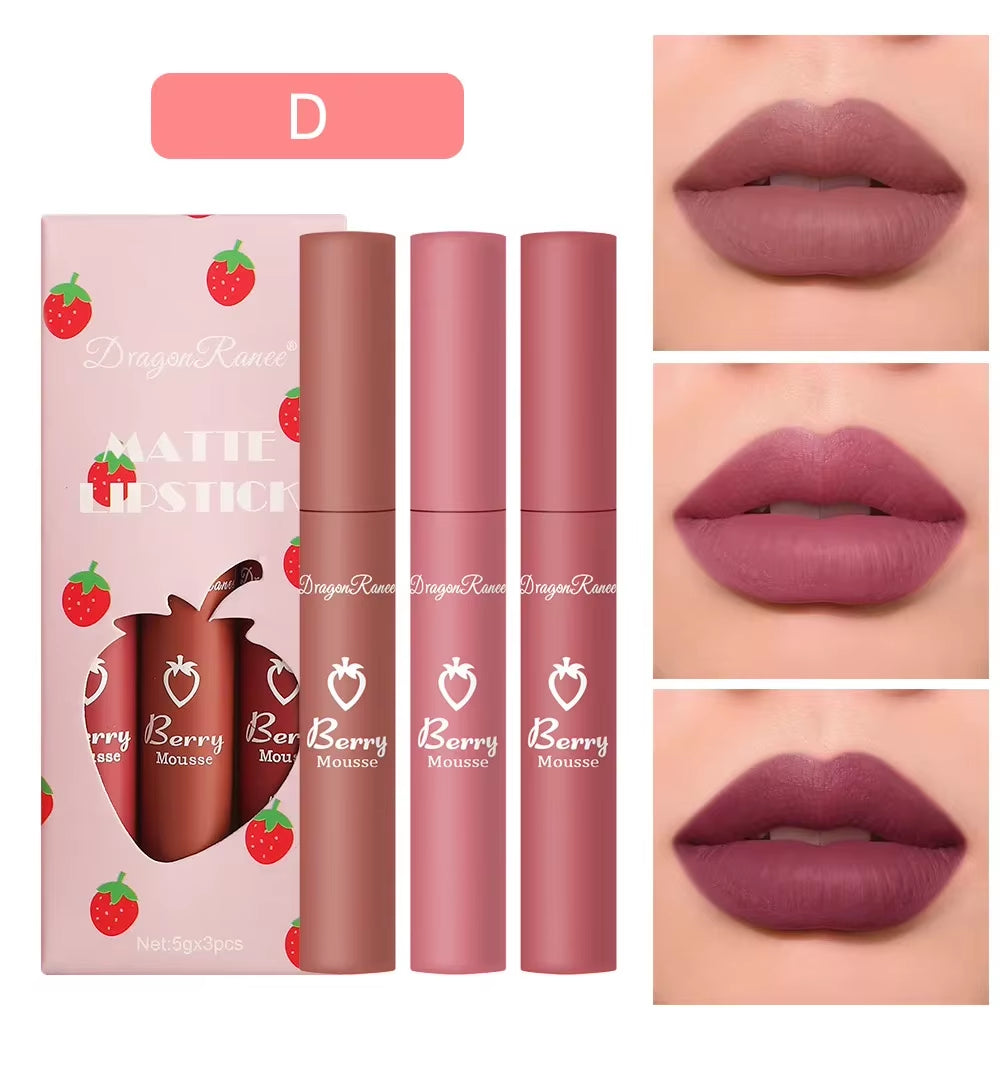 3 PCS Liquid Lipstick Korean Makeup for Women Lip Gloss Set Cosmetics Cheap Lip Stick Matte Lip Tint Stain Long Lasting Beauty