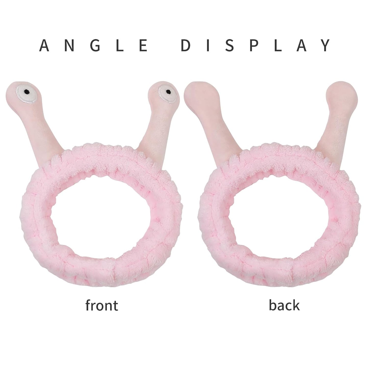 Pink Snail Headband for Face Washing Skincare Makeup Spa Yoga Sports - Cute Elastic Reusable Soft Flannel Material for Women Girls