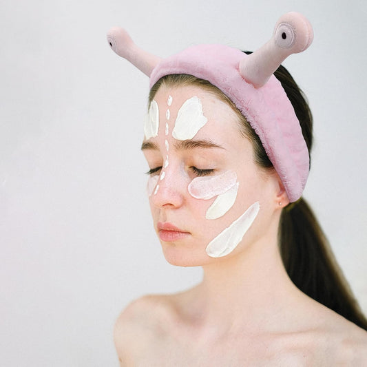 Pink Snail Headband for Face Washing Skincare Makeup Spa Yoga Sports - Cute Elastic Reusable Soft Flannel Material for Women Girls