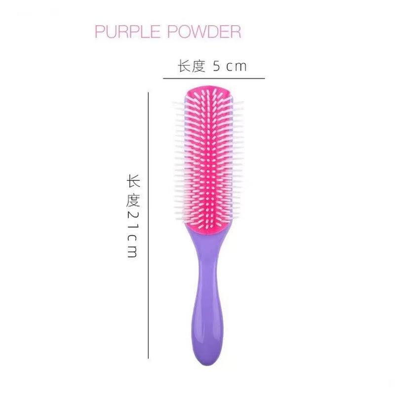 9-Rows Detangling Hair Brush Denman Detangler Hairbrush Scalp Massager Straight Curly Wet Hair Comb