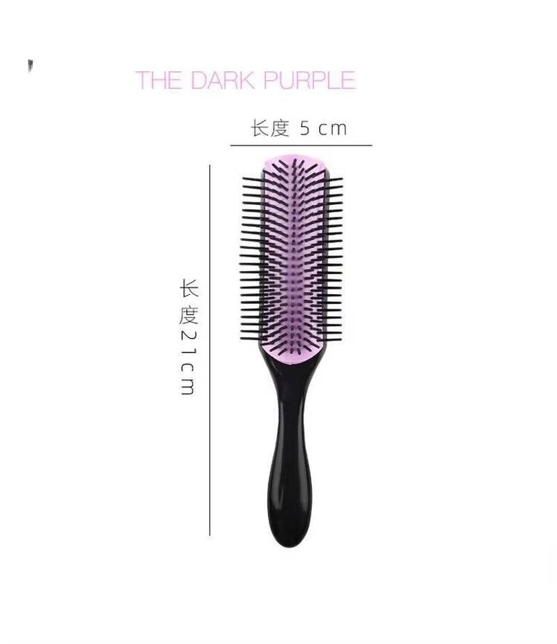 9-Rows Detangling Hair Brush Denman Detangler Hairbrush Scalp Massager Straight Curly Wet Hair Comb