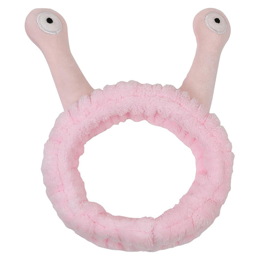 Pink Snail Headband for Face Washing Skincare Makeup Spa Yoga Sports - Cute Elastic Reusable Soft Flannel Material for Women Girls