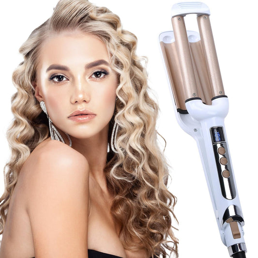Crimper Hair Iron, Ceramic Hair Crimper Hair Waver 3 Barrel Curling Iron 0.6 ...