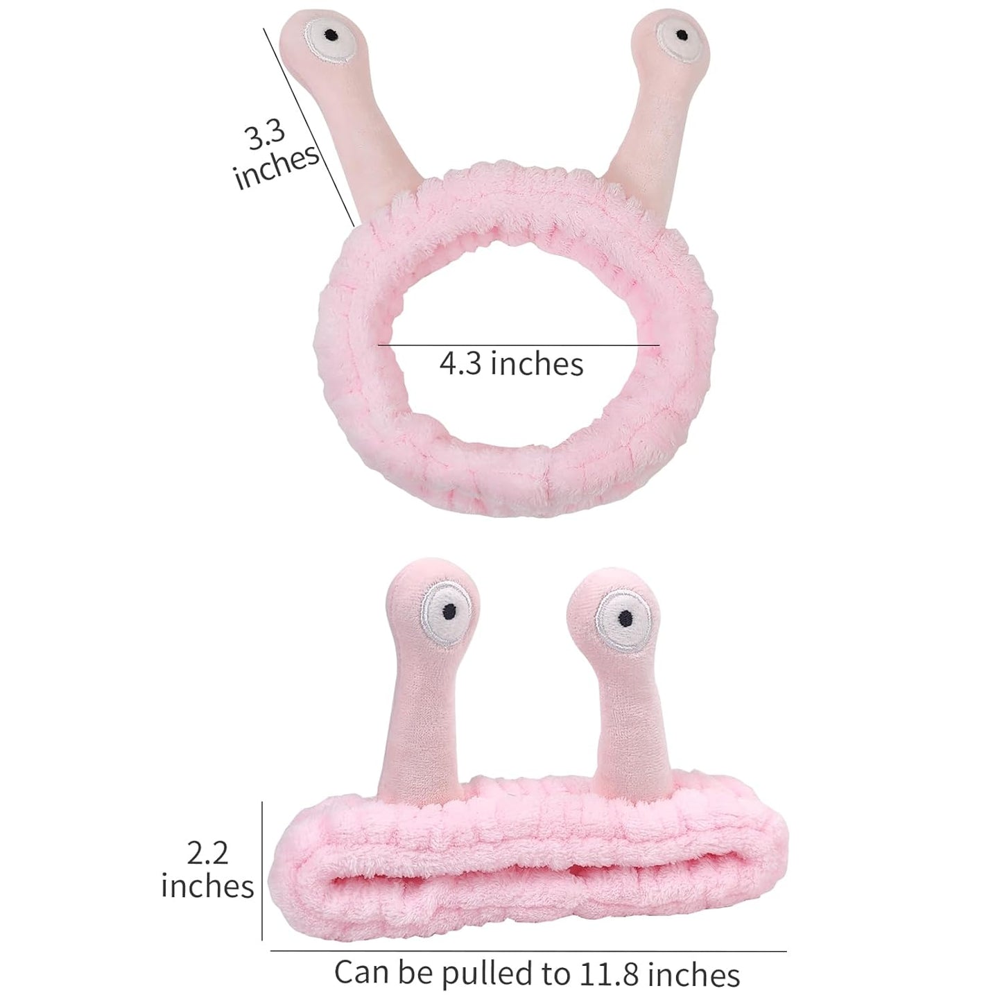 Pink Snail Headband for Face Washing Skincare Makeup Spa Yoga Sports - Cute Elastic Reusable Soft Flannel Material for Women Girls