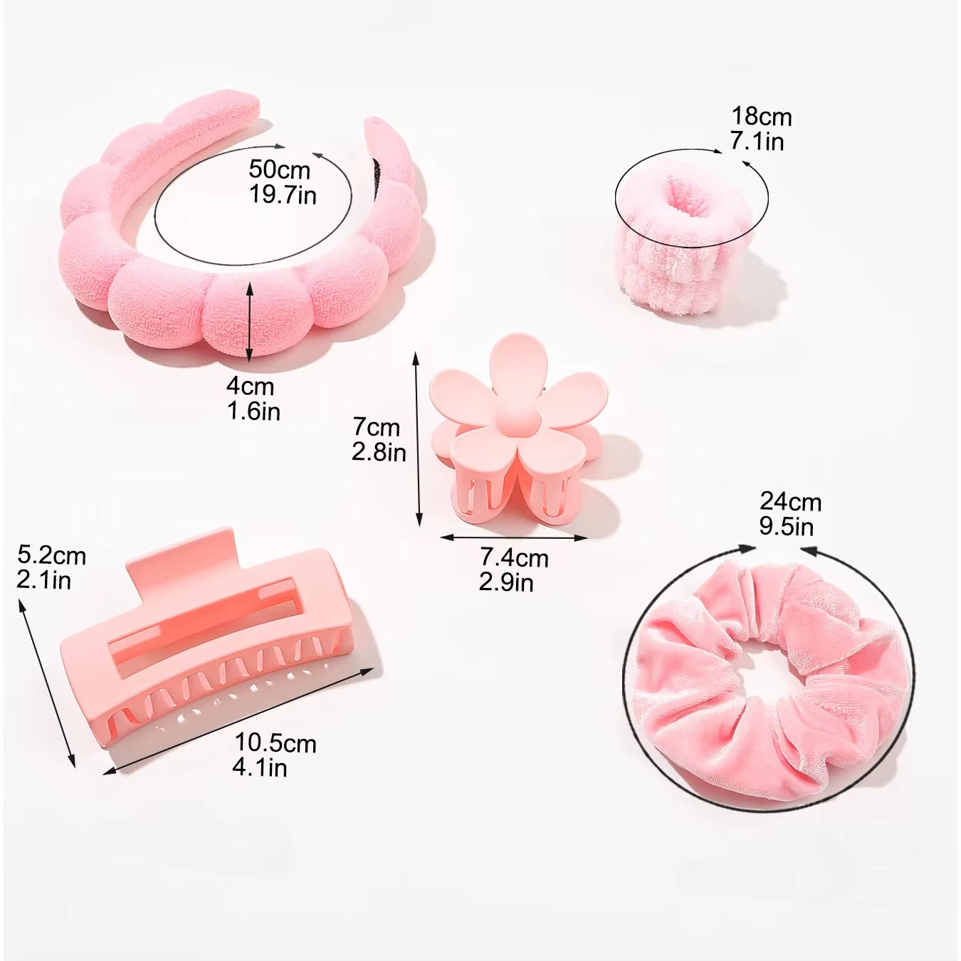 6Pcs/Set Women'S SPA Hairband Set Headband Hair Hoop Claw Clip Velvet Hair Hoop Wristband for Washing Face Skincare Makeup Wear